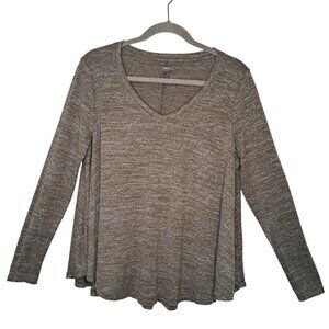 Aerie Gray V Neck Long Sleeve Lounge Shirt Oversized Size Medium